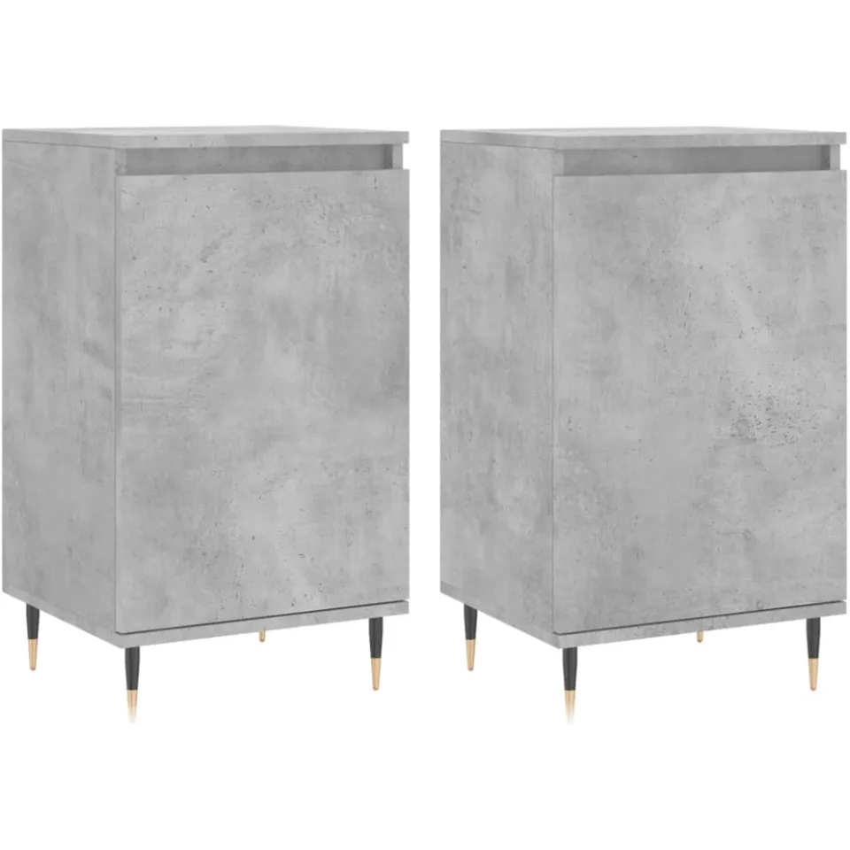 vidaXL Dressoirs 2 st 40x35x70 cm bewerkt hout betongrijs zwart, foto 3