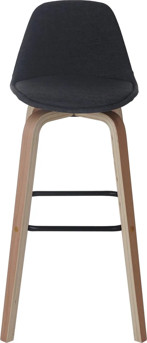 MCW Set van 2 barkrukken MCW-A89, barkruk met rugleuning ~ textiel, donkergrijs
