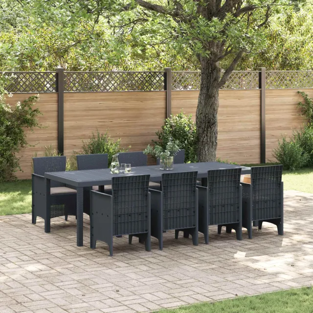 vidaXL Tuin Eetset 9 st Antraciet Polypropyleen Anthraciet