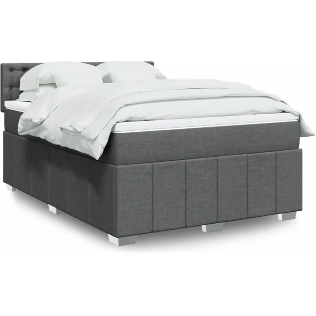 vidaXL Boxspring met matras stof donkergrijs 160x200 cm grijs