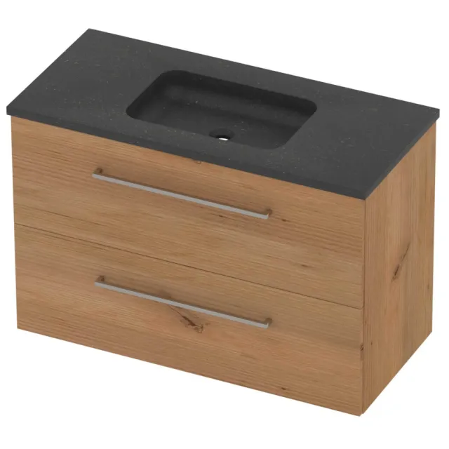 Basic-Line Rocky 46 Badmeubelset Hardsteen Midden 100x46x62 cm Whisky Oak Blue Stone Grijs