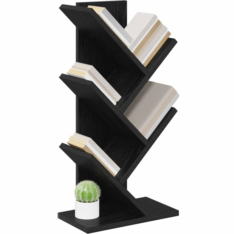 vidaXL Boomboekenplank 4-laags 30 x 18 x 60 cm Bewerkt hout Zwart