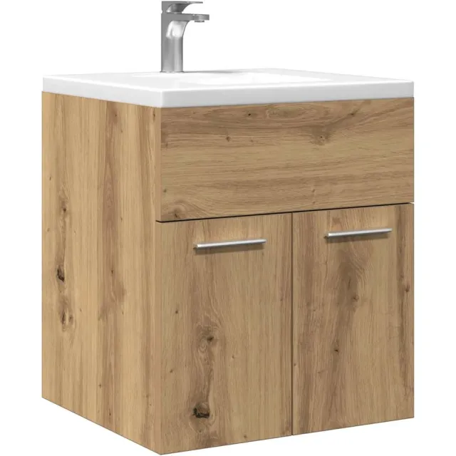 vidaXL Wastafelkast 41x38,5x46 cm bewerkt hout artisanaal eikenkleur Bruin