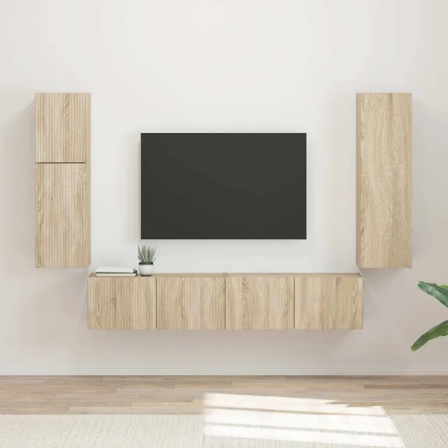 vidaXL Tv-meubelset 4 st Sonoma Eiken Bewerkt hout Bruin
