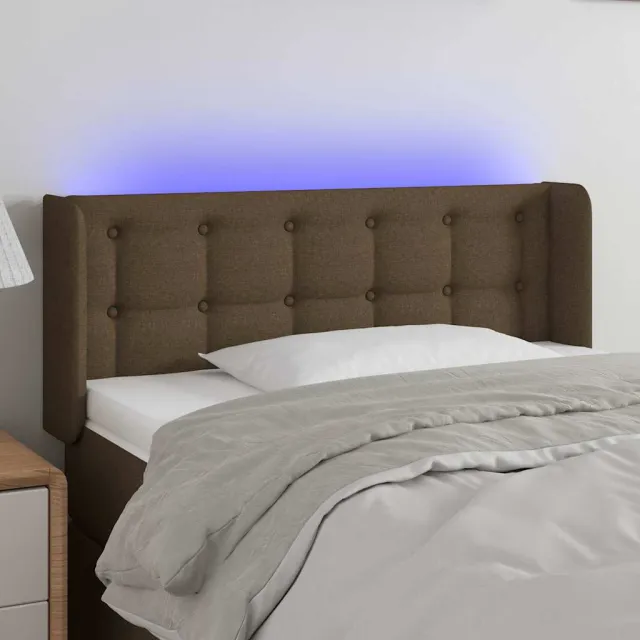 vidaXL Hoofdbord LED 103x16x78/88 cm stof donkerbruin