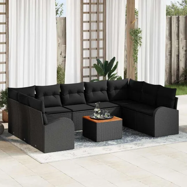 vidaXL Tuinbankenset 10 st Zwart poly rattan