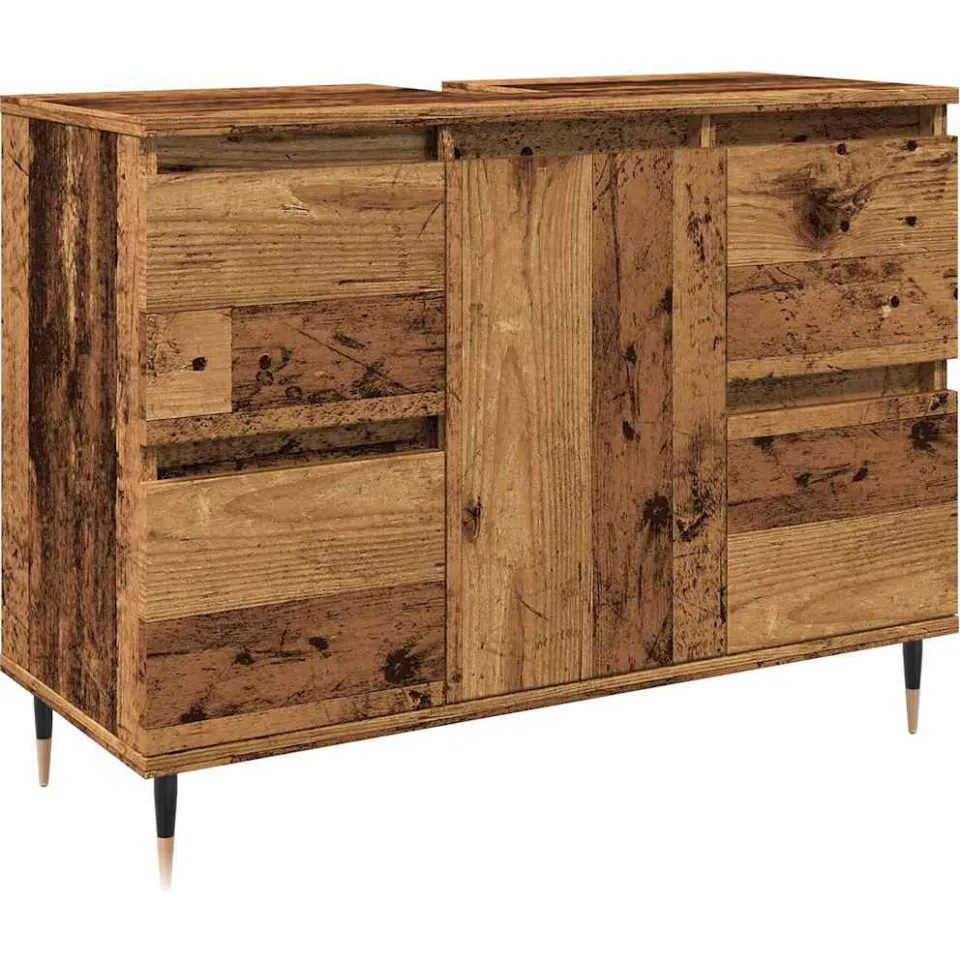 vidaXL Badkamerkast 80x33x60 cm bewerkt hout oud houtkleurig Bruin