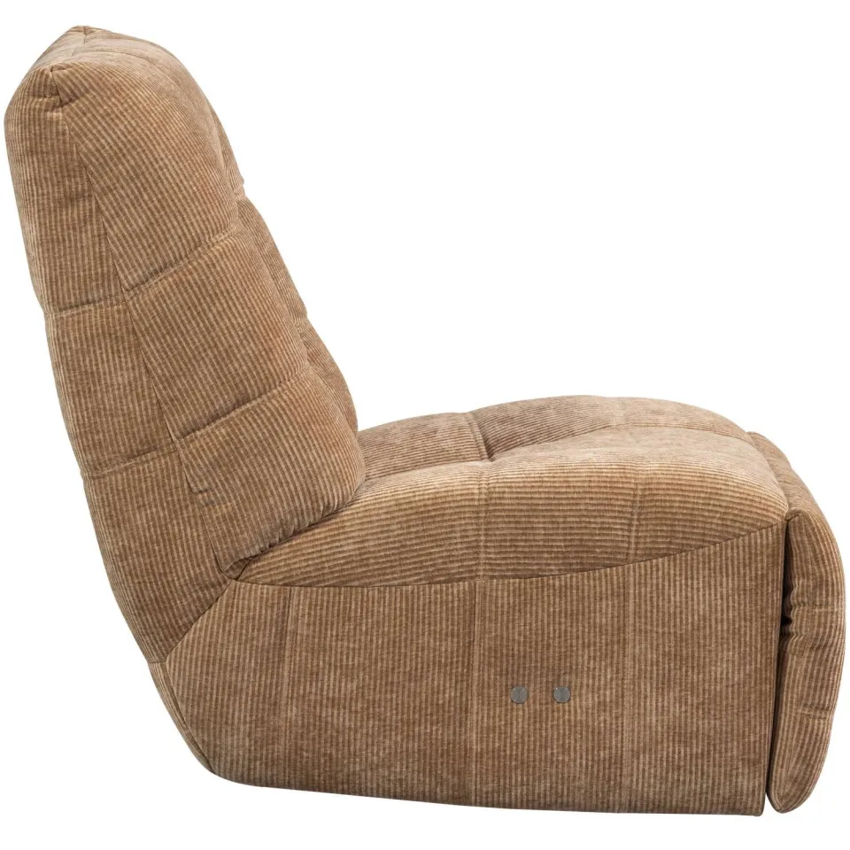 WOOOD Hein Relaxfauteuil Elektrisch - Geweven Ribstof - Lichtbruin, foto 4