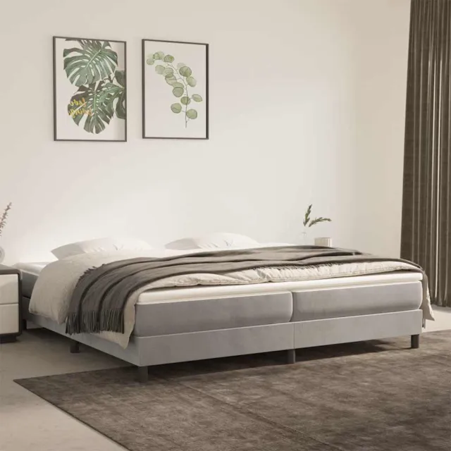vidaXL Boxspring met matras fluweel lichtgrijs 200x200 cm grijs