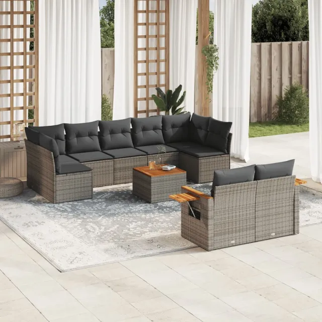 vidaXL Patio Sofa Set 9-zits Grey, foto 2