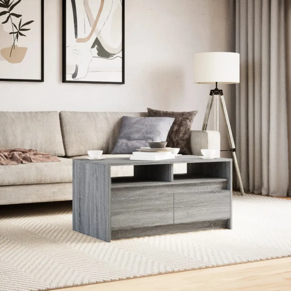 vidaXL Salontafel met LED-verlichting bewerkt hout grijs sonoma eiken, foto 3