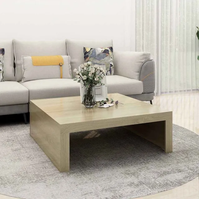 vidaXL Salontafel 100x100x35 cm bewerkt hout sonoma eikenkleurig, foto 2