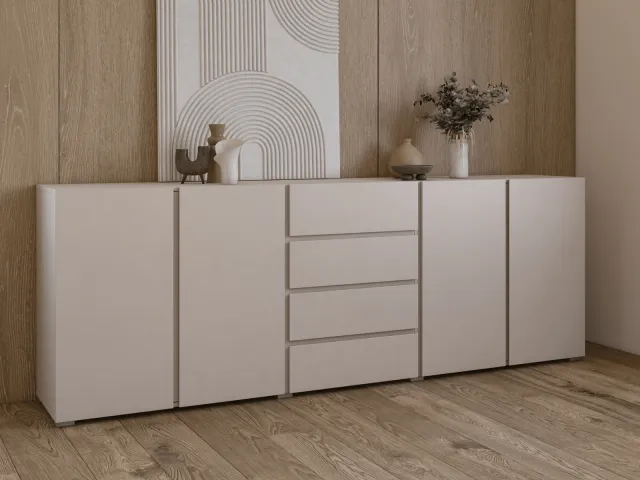 Mobistoxx Dressoir ASYMI 4 deuren 2 lades 222 cm kasjmier