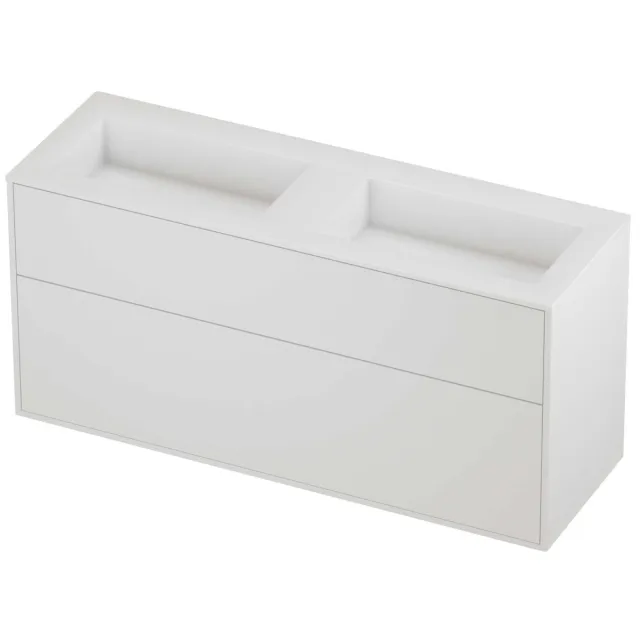 Proline Aristo Badmeubelset Polystone Elegant Dubbel 140x46x67 cm Glans Wit Mat White Mat Wit