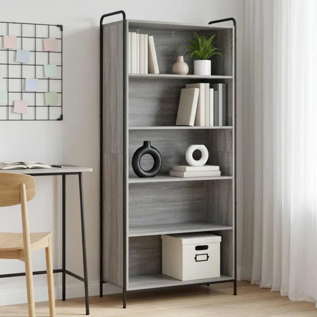 vidaXL Boekenkast 55,5 x 33 x 174 cm Bewerkt hout Grijs Sonoma, foto 2