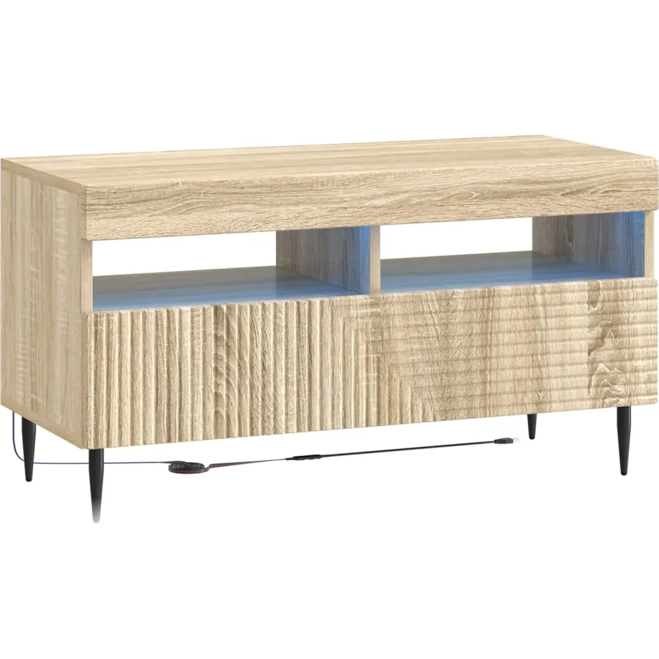 vidaXL LED tv-meubel HAARLEM 81 x 35 x 43 cm Sonoma Eiken Bewerkt hout, foto 3