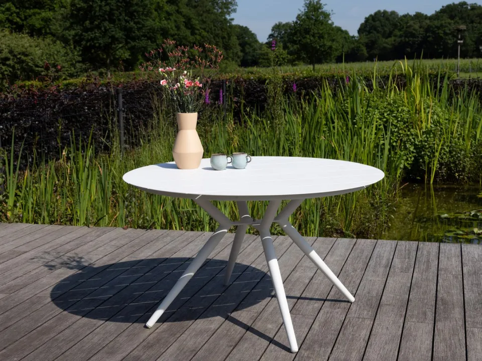 Manifesto Furniture Manifesto Cavone/Sora ø 127cm dining tuinset 5-delig stapelbaar taupe, foto 5