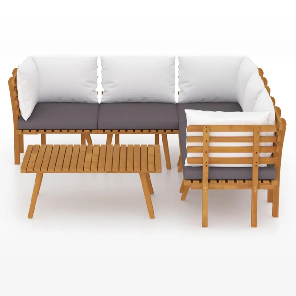 vidaXL 6-delige Loungeset met kussens massief acaciahout bruin, foto 3