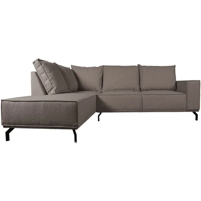 Home67 Hoekbank Ron Boucle Brown 15 - Links - Luxe Loungebank in Scandinavische / Hotel Chique Stijl Bruin
