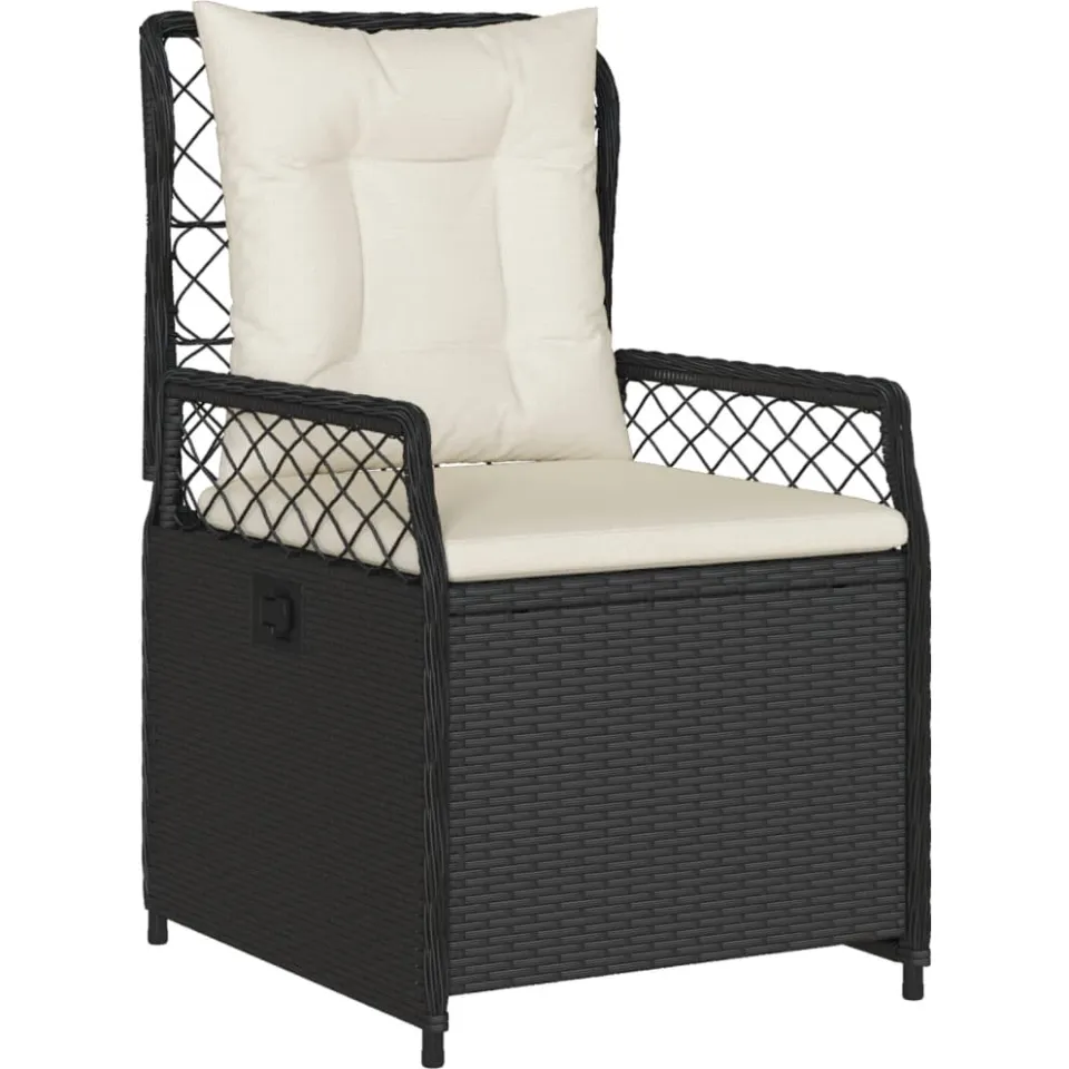 vidaXL 5-delige Tuinset met kussens poly rattan zwart