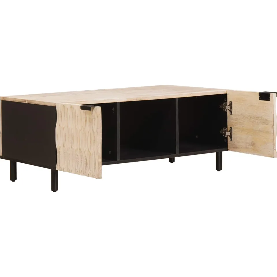 vidaXL Salontafel Wit 100 x 54 x 40 cm Massief Mango Hout, foto 2