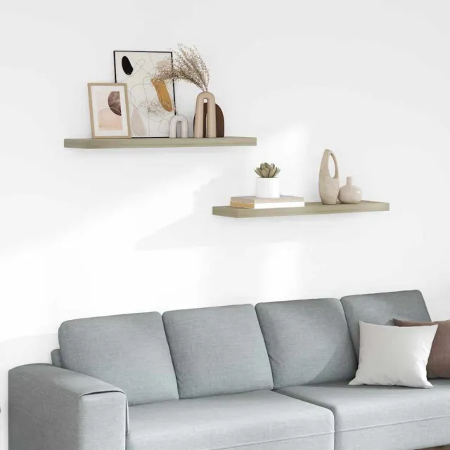 vidaXL Wandschappen zwevend 2 st 90x23,5x3,8 cm MDF eikenkleurig Bruin