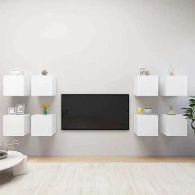vidaXL Tv-wandmeubelen 8 st 30,5x30x30 cm wit