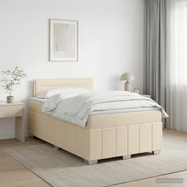 vidaXL Boxspringbed met matras Crèmekleurig 120 x 190 cm Stof