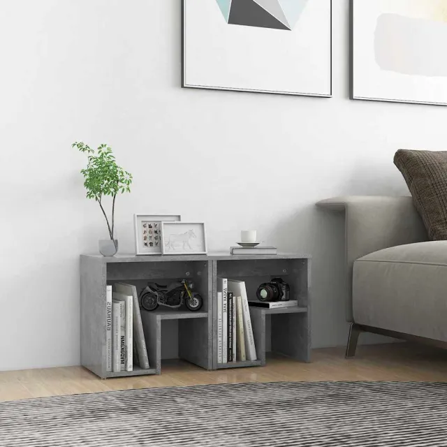 vidaXL Nachtkastjes 2 st 40x30x40 cm bewerkt hout betongrijs grijs, foto 2