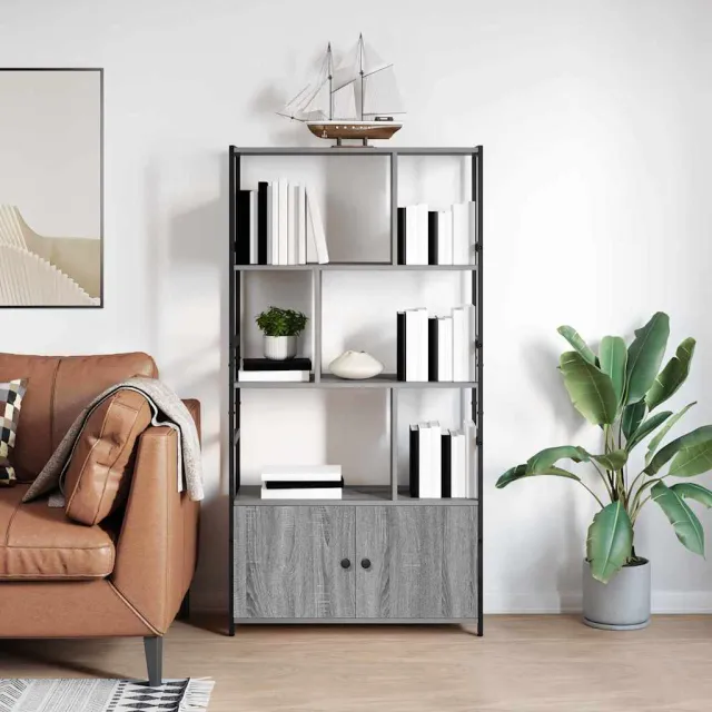 vidaXL Boekenkast 80 x 30 x 155,5 cm Bewerkt hout Grijs sonoma