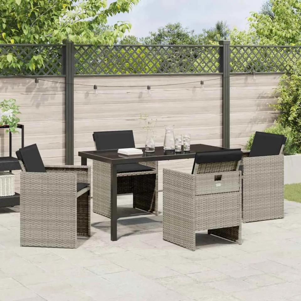 vidaXL Tuin eettafelset 5 st Lichtgrijs poly rattan, foto 3