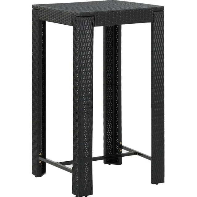 vidaXL Tuinbartafel 60,5x60,5x110,5 cm poly rattan zwart