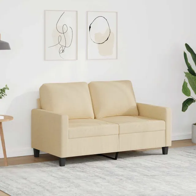 vidaXL Tweezitsbank 120 cm stof crèmekleurig