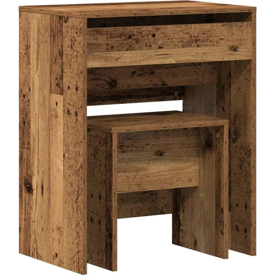 vidaXL Kaptafel 2 st Oud Hout 60 x 40 x 75 cm Bewerkt hout bruin, foto 3