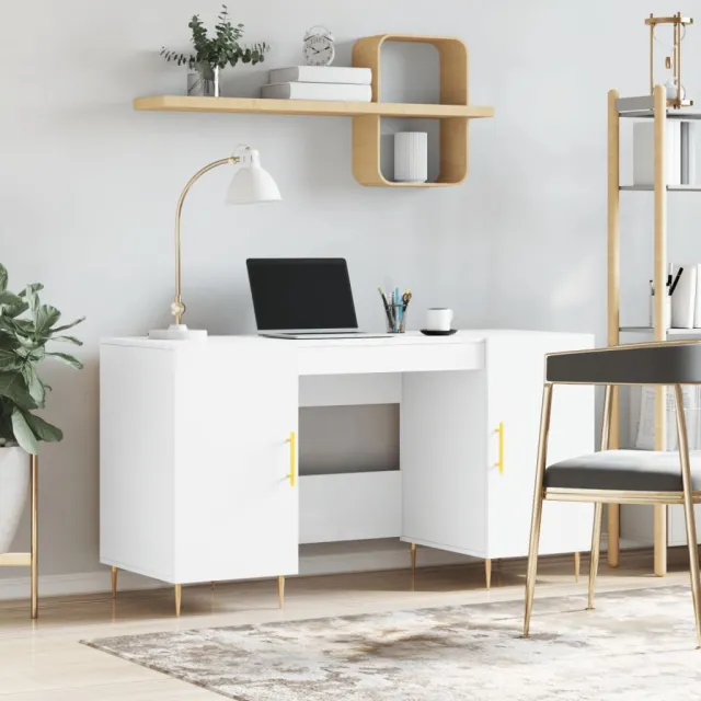 vidaXL Bureau 140x50x75 cm bewerkt hout wit, foto 2