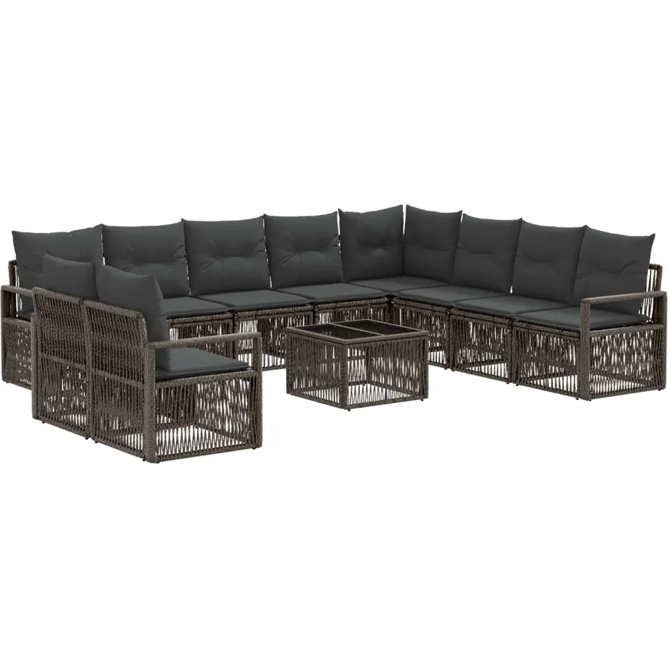 vidaXL Tuinbankenset 11 st Grijs poly rattan, foto 3