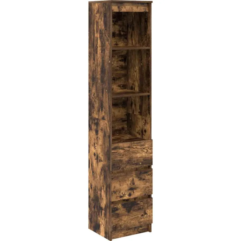 vidaXL Hoge kast 37,5x35x180 cm spaanplaat gerookt eikenkleurig Bruin