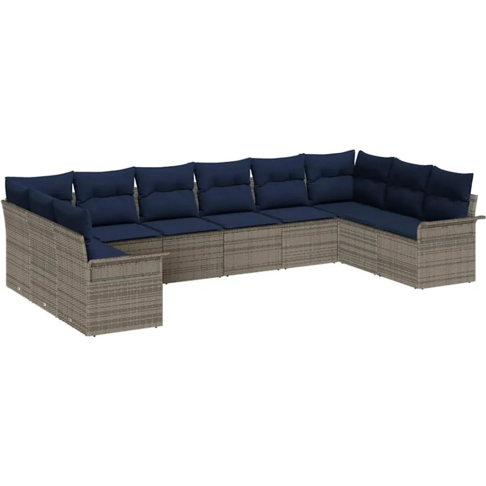 vidaXL Tuin Sofa Set 10 st Grijs poly rattan