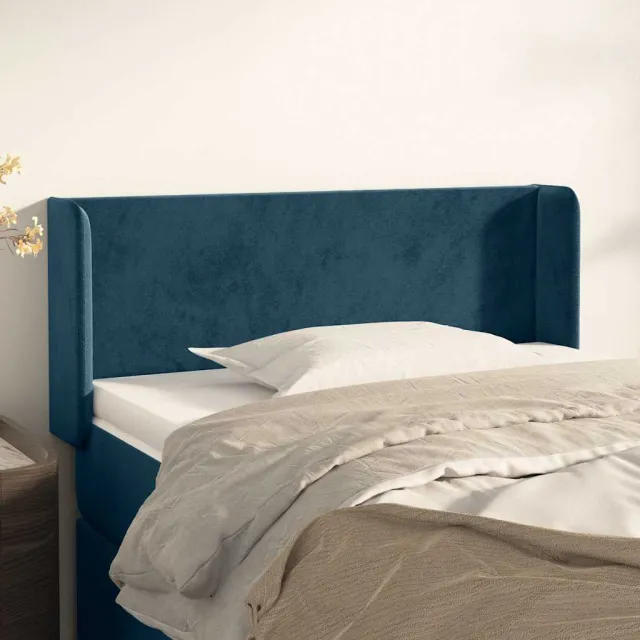 vidaXL Hoofdbord met randen 83x16x78/88 cm fluweel donkerblauw blauw