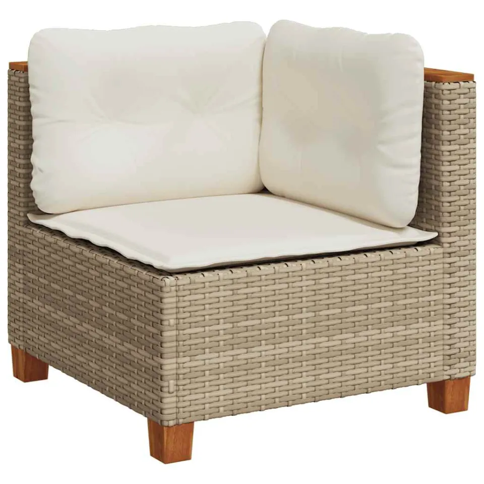 vidaXL 5-delige Loungeset met kussens poly rattan beige, foto 3