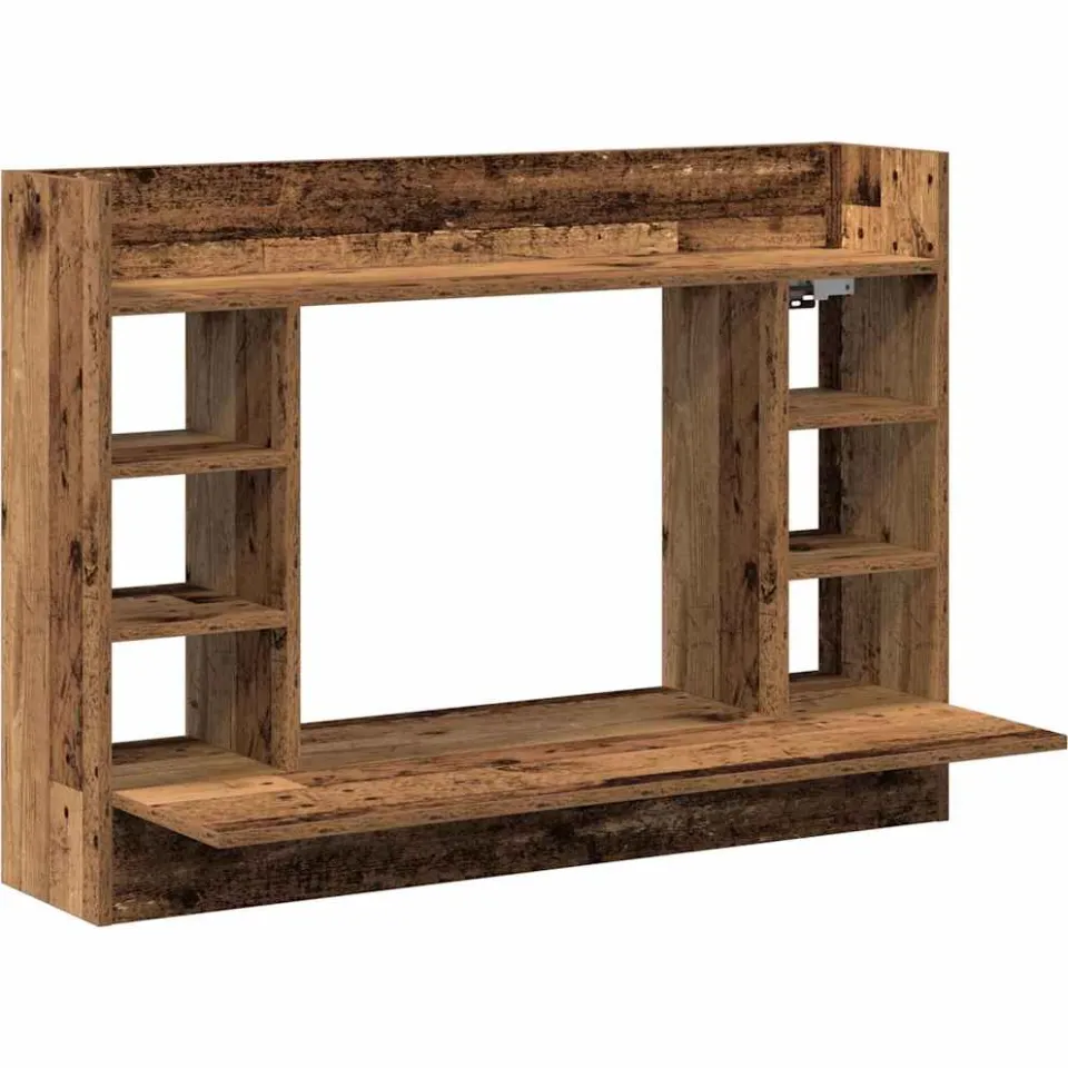 vidaXL Aan de muur bevestigd bureau Oud hout 105 x 48 x 75 cm bruin, foto 3