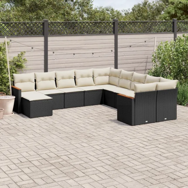 vidaXL Patio Sofa Set 11-zits Black and Cream, foto 2