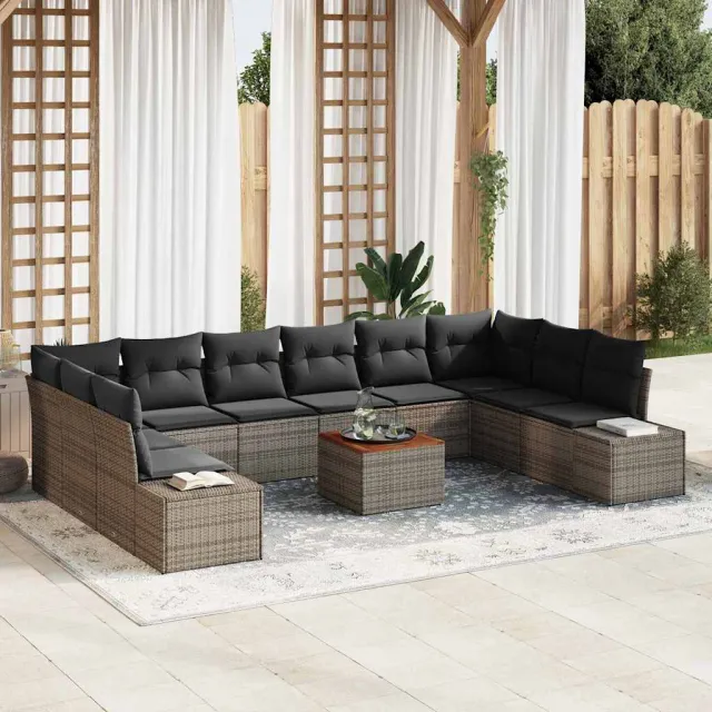 vidaXL Tuinbankenset 11 st Grijs poly rattan, foto 2
