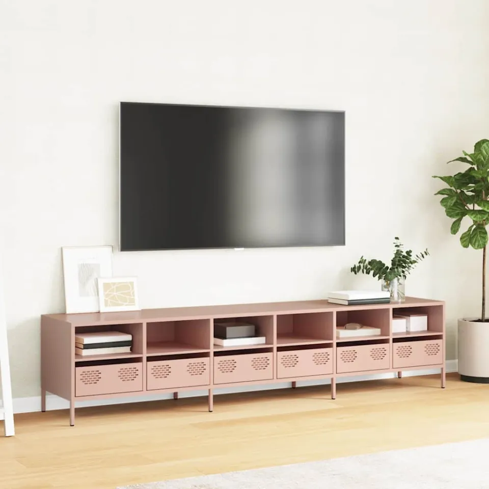 vidaXL Tv-meubel 202x39x43,5 cm koudgewalst staal roze, foto 3