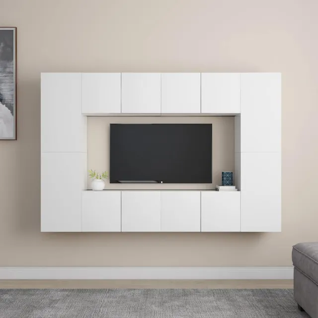 vidaXL 8-delige Tv-meubelset bewerkt hout wit, foto 2