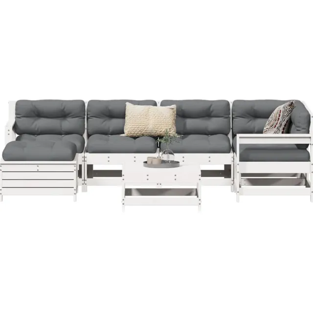 vidaXL 7-delige Loungeset massief grenenhout wit