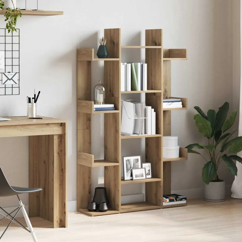 vidaXL Boekenkast 86x25,5x140 cm bewerkt hout artisanaal eikenkleur, foto 2
