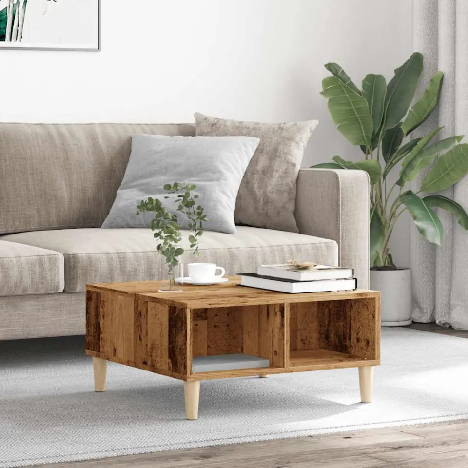 vidaXL Salontafel 60x60x30 cm bewerkt hout oud houtkleurig bruin, foto 2