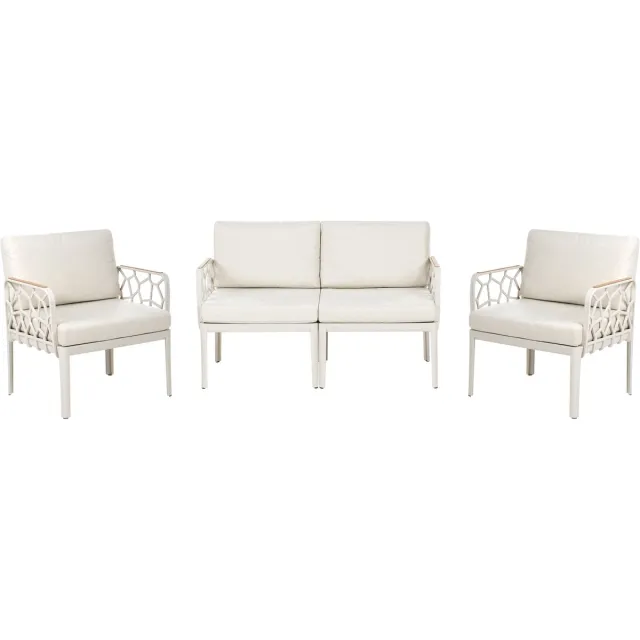 Beliani ERICHE - Loungeset 4-zits - Lichtbeige - Polypropyleen