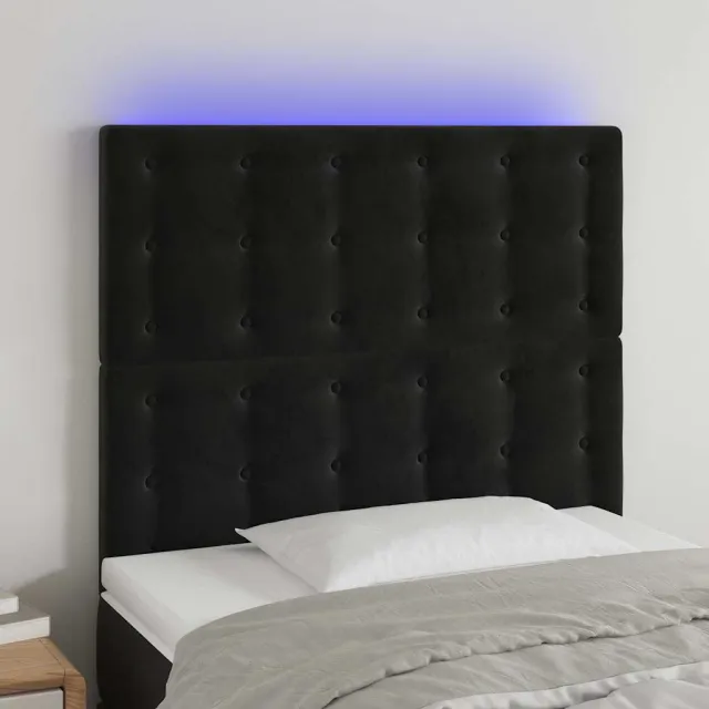 vidaXL Hoofdbord LED 90x5x118/128 cm fluweel zwart